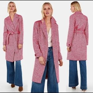 Express Wool-blend tie front pink jacket